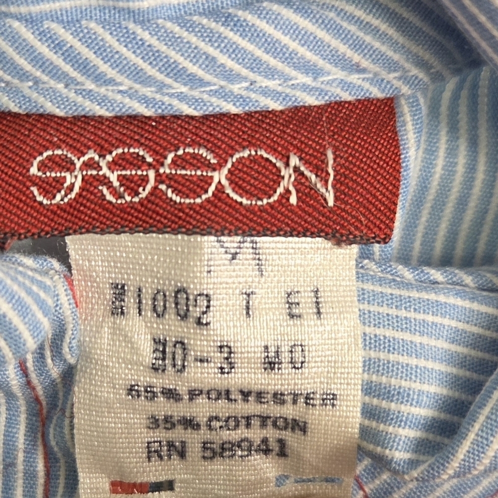 Vintage Sasson Nautical Sailor Theme Blue White Striped One Piece Size 0-3 - Picture 5 of 5